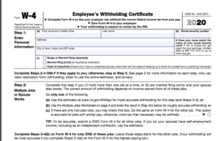 Form W4 2020 Snapshot