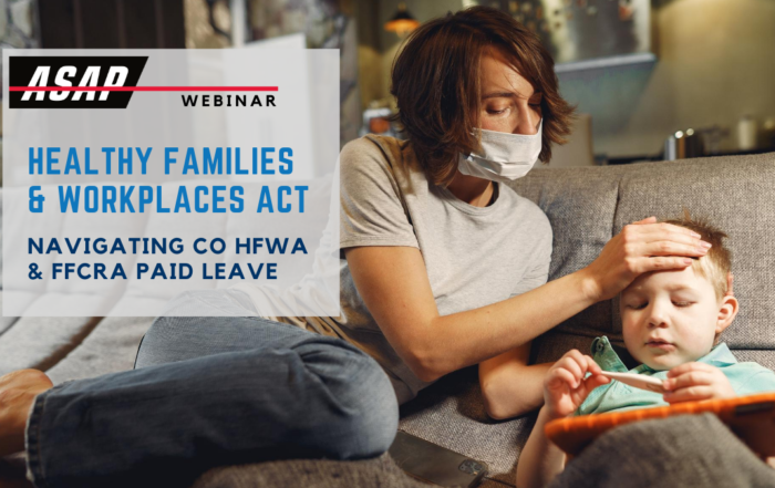 HFWA & FFCRA Webinar; woman on couch checking child's forehead for a fever